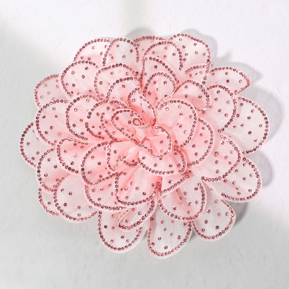 Pink Rhinestone Flower Brooch 5.5 Inch Pin Pendant Hairpin Statement Accessory